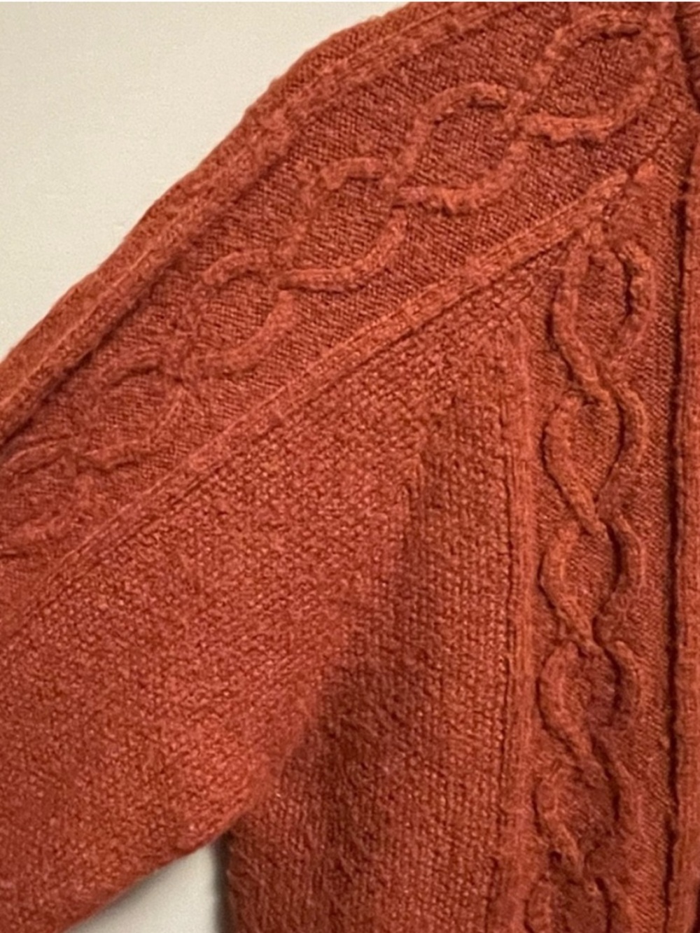 Chaps Rust Orange Cable-Knit Button Cardigan Women’s Medium - Picture 5 of 10